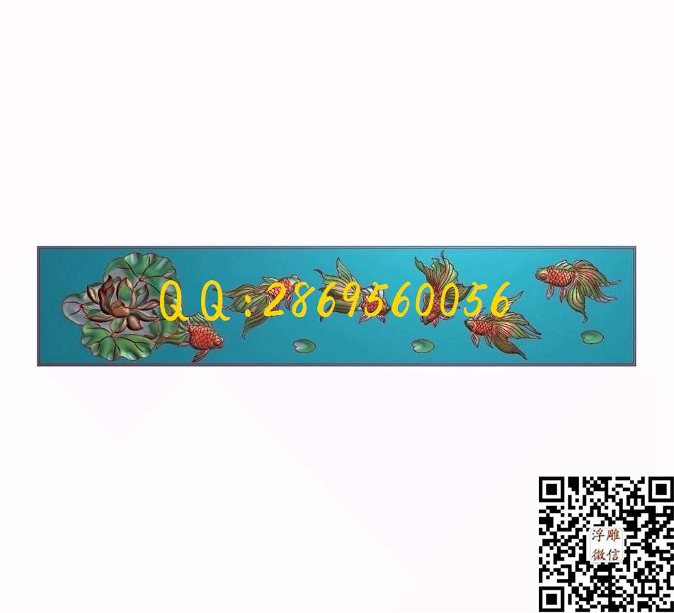 荷花鱼8 130-26-1_精雕图动物瑞兽精雕图浮雕图